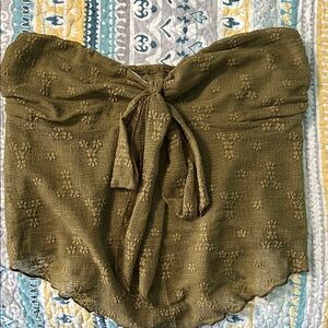 Cider Olive Green Textured Tube Top